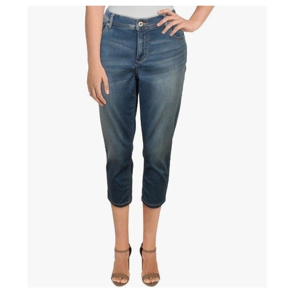 INC Womens Plus 24W Arial Wash Denim Skinny Capri Jeans NWT AW80